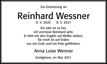 Traueranzeige von Reinhard Wessner von Cellesche Zeitung