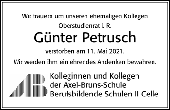 Traueranzeige von Günter Petrusch von Cellesche Zeitung