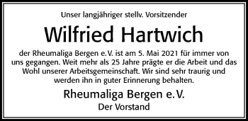 Traueranzeige von Wilfried Hartwich von Cellesche Zeitung