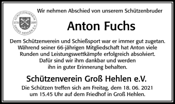 Traueranzeige von Anton Fuchs von Cellesche Zeitung