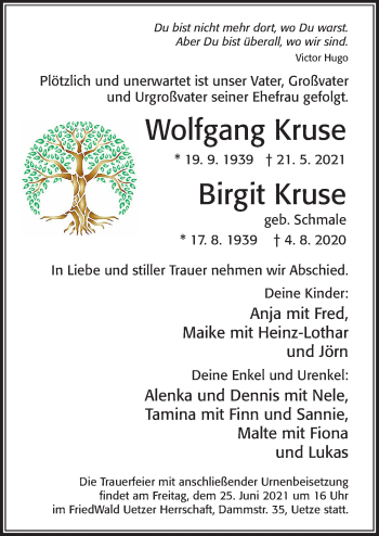 Traueranzeige von Birgit Kruse von Cellesche Zeitung