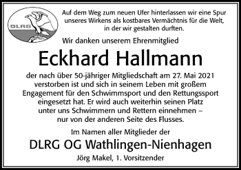 Traueranzeige von Eckhard Hallmann von Cellesche Zeitung