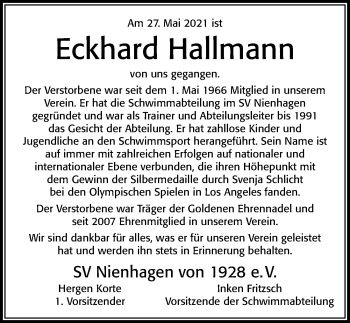 Traueranzeige von Eckhard Hallmann von Cellesche Zeitung