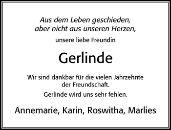 Traueranzeige von Gerlinde Meinecke von Cellesche Zeitung