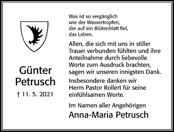Traueranzeige von Günter Petrusch von Cellesche Zeitung
