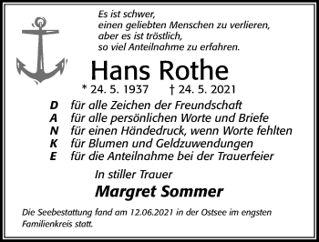 Traueranzeige von Hans Rothe von Cellesche Zeitung