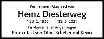 Traueranzeige von Heinz Diesterweg von Cellesche Zeitung