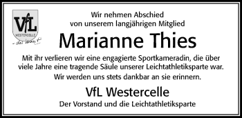 Traueranzeige von Marianne Thies von Cellesche Zeitung