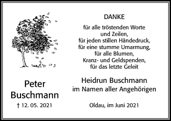 Traueranzeige von Peter Buschmann von Cellesche Zeitung