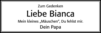 Traueranzeige von Bianca  von Cellesche Zeitung