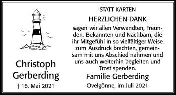 Traueranzeige von Christoph Gerberding von Cellesche Zeitung