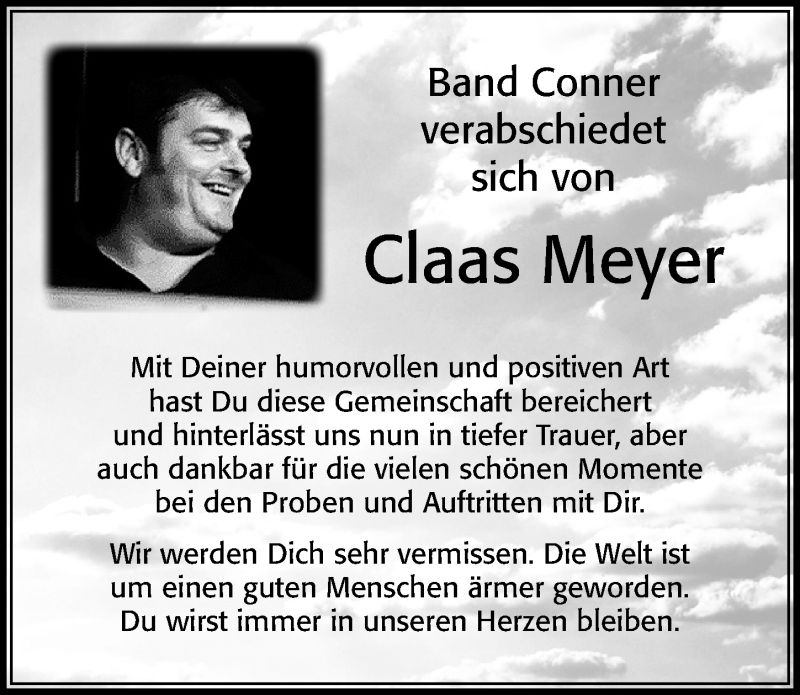  Traueranzeige für Claas Meyer vom 17.07.2021 aus Cellesche Zeitung