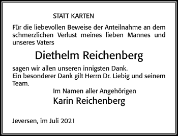 Traueranzeige von Diethelm Reichenberg von Cellesche Zeitung