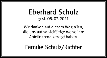 Traueranzeige von Eberhard Schulz von Cellesche Zeitung
