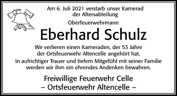 Traueranzeige von Eberhard Schulz von Cellesche Zeitung