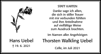 Traueranzeige von Hans Uebel von Cellesche Zeitung