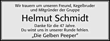 Traueranzeige von Helmut Schmidt von Cellesche Zeitung