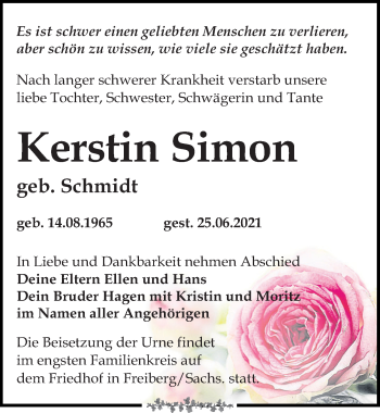 Traueranzeige von Kerstin Simon von Cellesche Zeitung