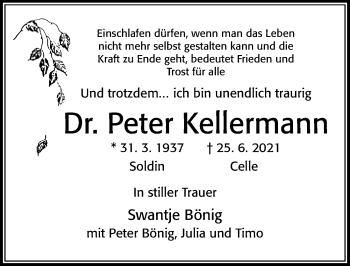 Traueranzeige von Peter Kellermann von Cellesche Zeitung