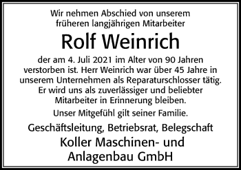 Traueranzeige von Rolf Weinrich von Cellesche Zeitung