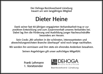 Traueranzeige von Dieter Heine von Cellesche Zeitung