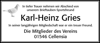 Traueranzeige von Karl-Heinz Gries von Cellesche Zeitung
