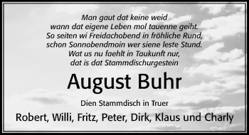 Traueranzeige von August Buhr von Cellesche Zeitung