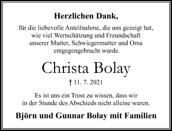 Traueranzeige von Christa Bolay von Cellesche Zeitung