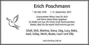 Traueranzeige von Erich Poschmann von Cellesche Zeitung