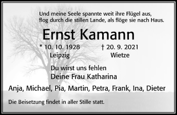 Traueranzeige von Ernst Kamann von Cellesche Zeitung