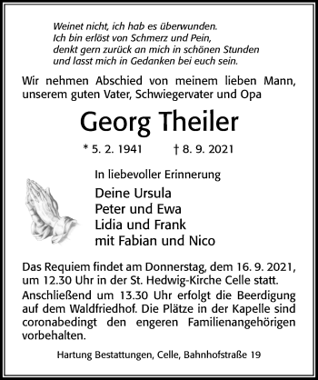 Traueranzeige von Georg Theiler von Cellesche Zeitung