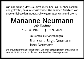 Traueranzeige von Marianne Neumann von Cellesche Zeitung