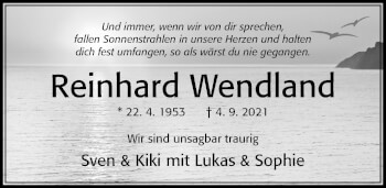 Traueranzeige von Reinhard Wendland von Cellesche Zeitung