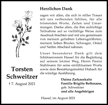 Traueranzeige von Torsten Schweitzer von Cellesche Zeitung