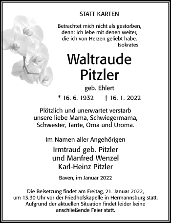 Traueranzeige von Karl-Heinz Pitzler von Cellesche Zeitung
