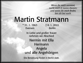 Traueranzeige von Martin Stratmann von Cellesche Zeitung