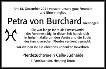 Traueranzeige von Petra von Burchard von Cellesche Zeitung