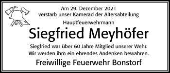 Traueranzeige von Siegfried Meyhöfer von Cellesche Zeitung