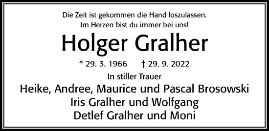 Traueranzeige von Holger Gralher von Cellesche Zeitung