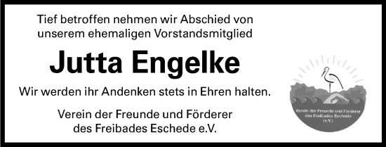 Traueranzeige von Jutta Engelke von Cellesche Zeitung