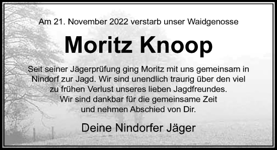 Traueranzeige von Moritz Knoop von Cellesche Zeitung