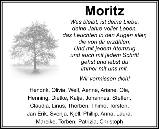 Traueranzeige von Moritz Knoop von Cellesche Zeitung