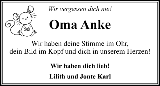 Traueranzeige von Anke  von Cellesche Zeitung