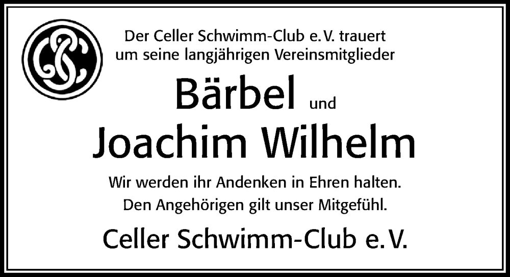  Traueranzeige für Bärbel Wilhelm vom 24.12.2022 aus Cellesche Zeitung