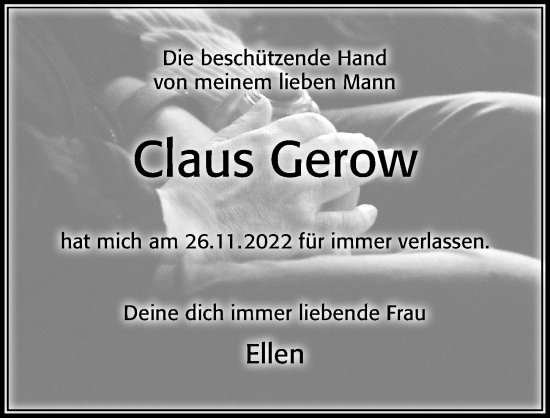 Traueranzeige von Claus Gerow von Cellesche Zeitung