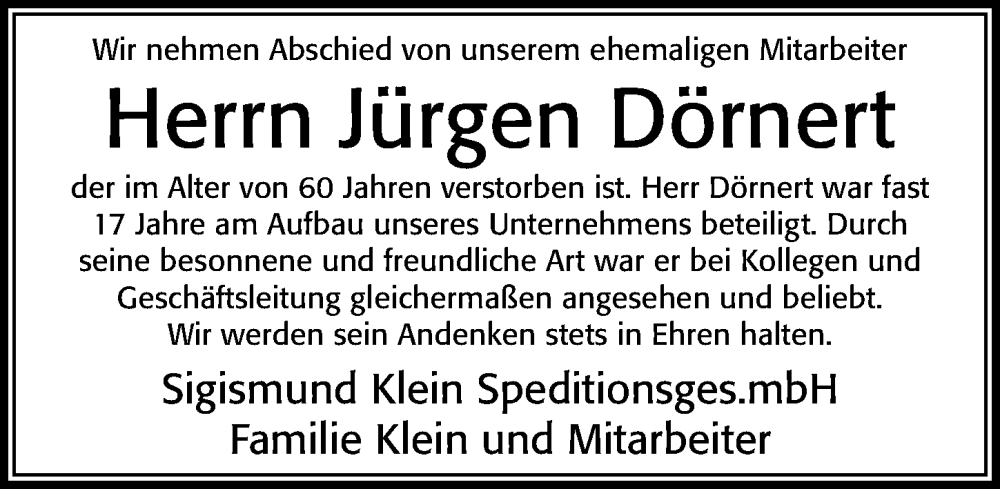  Traueranzeige für Jürgen Dörnert vom 06.12.2022 aus Cellesche Zeitung