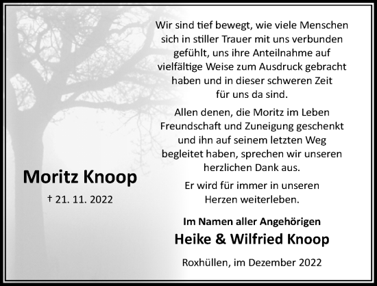 Traueranzeige von Moritz Knoop von Cellesche Zeitung