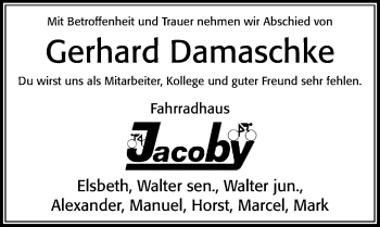 Traueranzeige von Gerhard Damaschke von Cellesche Zeitung