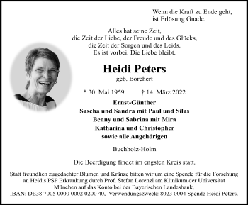 Traueranzeige von Heidi Peters von Cellesche Zeitung