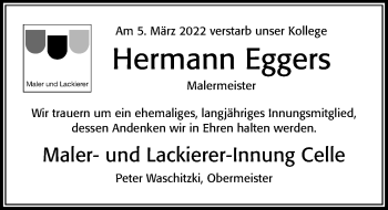 Traueranzeige von Hermann Eggers von Cellesche Zeitung